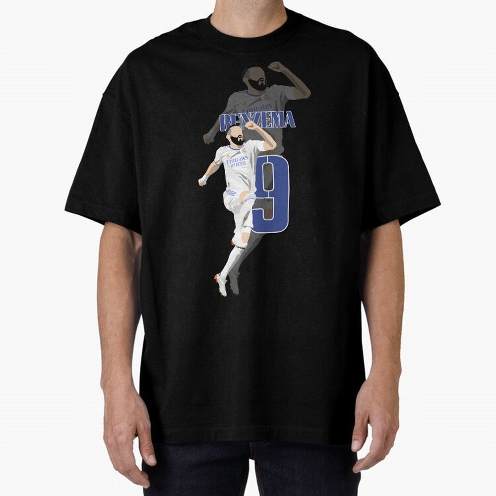 Karim Benzema 9 Oversized T-Shirt Bring Trophy Dreams to FIFA World Cup 2026 Built around Messi, CR7 and Mbappe, England and Germany Energy, Sports Nostalgia, International Competition, Famous Players and Unforgettable Victories; Perfect for Fans,