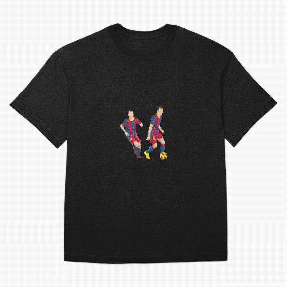 Andres Iniesta and Xavi Minimalist Oversized T-Shirt Remember Iconic Moments from FIFA World Cup 2026 USA Canada Mexico Spirit, Inspired by England, France and Netherlands, Mbappe and Neymar, Stadium Memories, Football Loyalty, International Chants