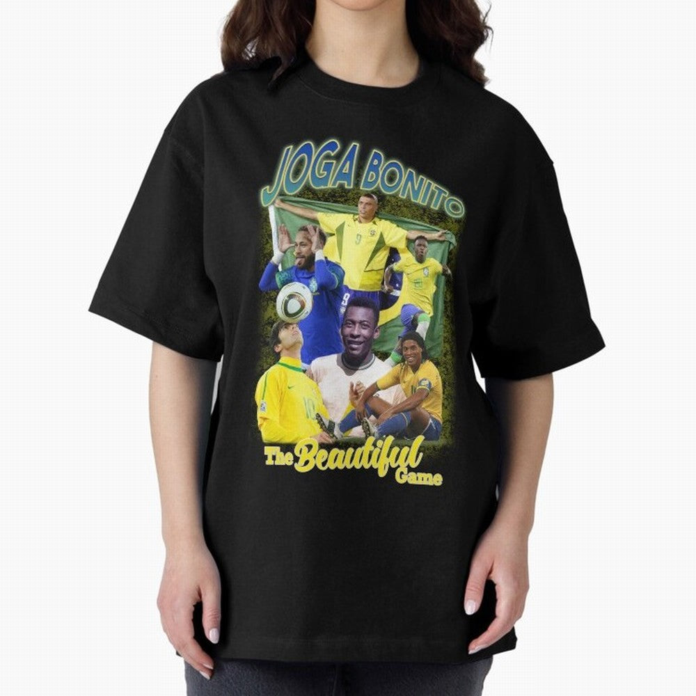 Joga Bonito Brazil Oversized T-Shirt Get Ready for Global Football Passion for FIFA World Cup 2026 USA Canada Mexico, Celebrating Neymar, Spain, Football Passion, Legendary Performances, Festival Vibes and Supporter Community; Great for Supporters