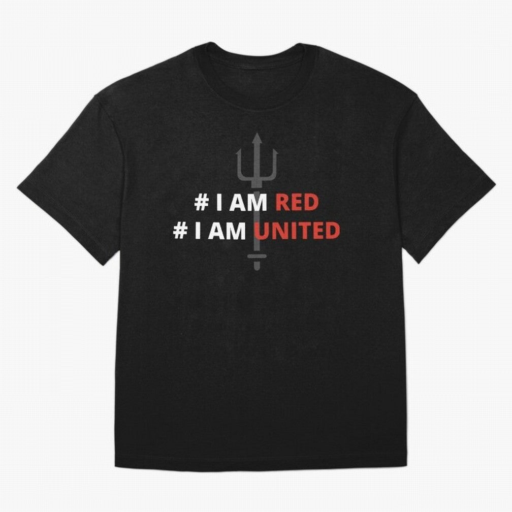I am red, I am United Oversized T-Shirt Show Your Tournament Heart for Global Football Passion for FIFA World Cup 2026 USA Canada Mexico, Highlighting Messi, CR7 and Mbappe, France, Goal Celebration Energy, Supporter Heritage, Football Icons and