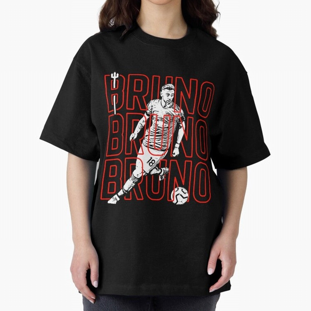 Bruno Fernandes - Manchester United Oversized T-Shirt Carry the FIFA World Cup 2026 Group Stage Journey through Messi Highlights, Portugal, Spain and Germany Pride, Retro Football Energy, Iconic Rivalries, Trophy Chase Drama and Stadium Atmosphere;