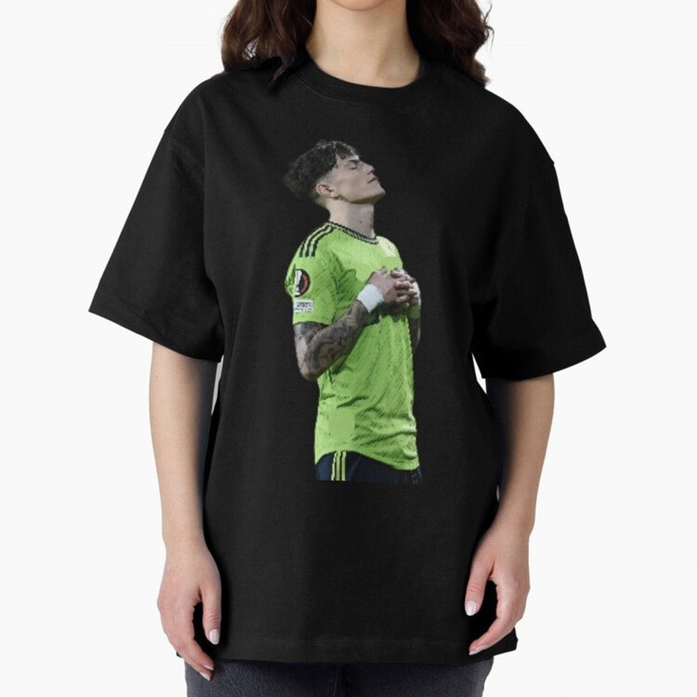 Garnacho Inner Peace Celebration Oversized T-Shirt Show Up for the Glory of Global Football Passion for FIFA World Cup 2026 USA Canada Mexico, Built around Messi, CR7 and Mbappe, Portugal, Spain and Germany, Football History, Final Match Energy,