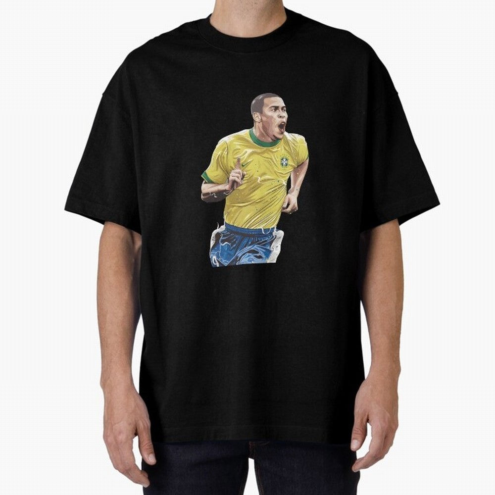 R9, El Grande Ronaldo Nazario Oversized T-Shirt Join the FIFA World Cup 2026 Group Stage Journey through Haaland and Mbappe Highlights, Brazil Pride, Retro Football Energy, Iconic Rivalries, Trophy Chase Drama and Stadium Atmosphere; Made for