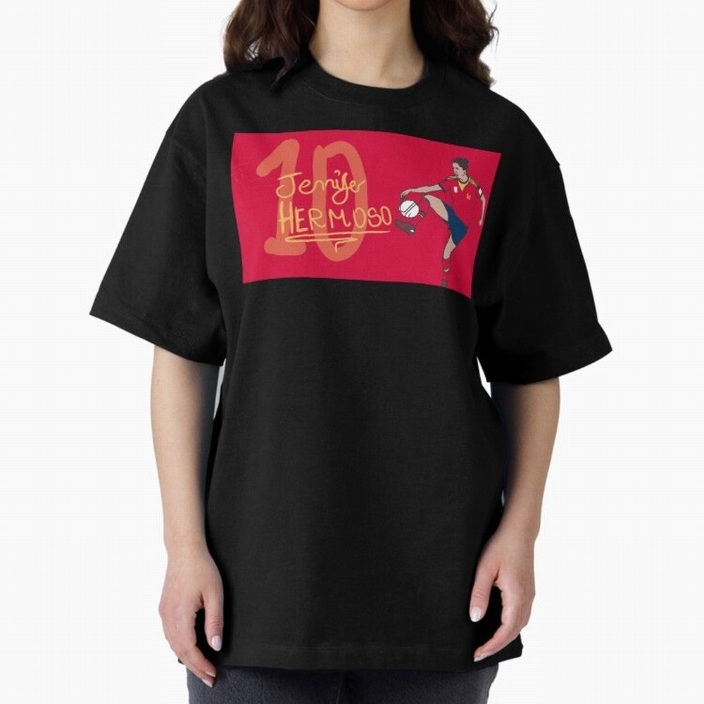 Jennifer Hermoso Oversized T-Shirt Bring Stadium Energy to Match Day Hype around FIFA World Cup 2026 Group Stage, Messi, Neymar and Mbappe, Germany, Global Supporter Spirit, Legendary Goals, National Colors and Tournament Celebration; Great for