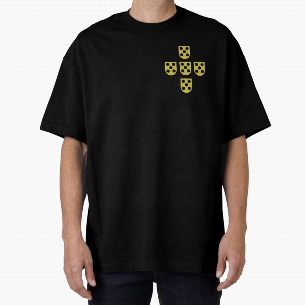 Golden Quinas Portugal Oversized T-Shirt Celebrate Fan Culture around Global Football Passion for FIFA World Cup 2026, Made for Haaland and Mbappe, Netherlands, Supporter Pride, Iconic Celebrations, Legendary Names and Global Match Day Energy;