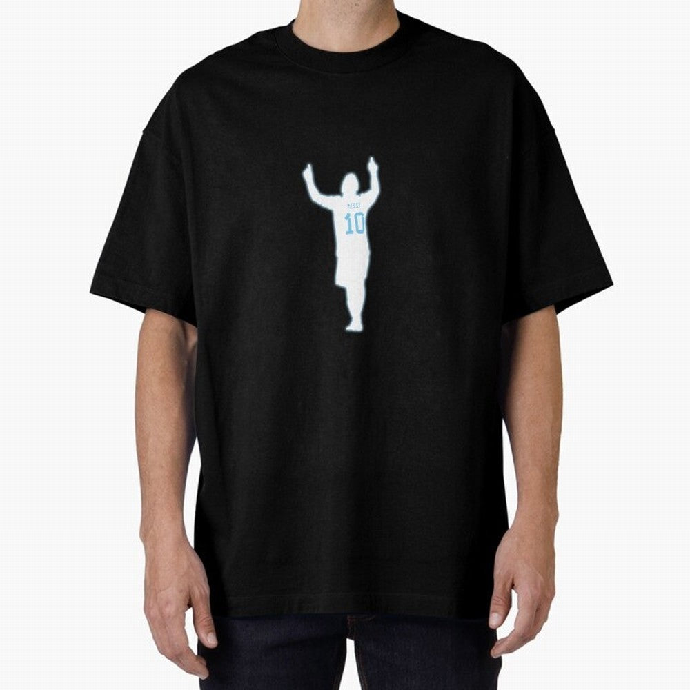 Lionel Messi Iconic Celebration Pose - Argentina Colors Classic T-Shirt Upgrade Match Day Hype around FIFA World Cup 2026, Mbappe, England and Germany, Stadium Chants, National Pride, Trophy Dreams and Unforgettable Football Memories; Built for