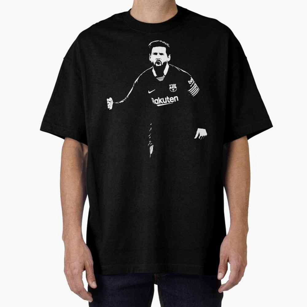 soccer player celebrating Oversized T-Shirt Honor Football Greatness during Global Football Passion for FIFA World Cup 2026, Inspired by Messi, Neymar and Mbappe, Argentina and Brazil, Championship Spirit, Famous Goals, Roaring Crowds and