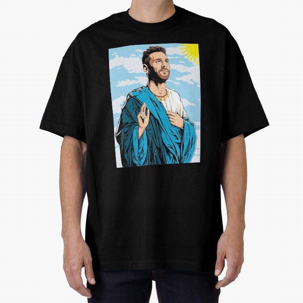 messi god Oversized T-Shirt Build FIFA World Cup 2026 Group Stage Spirit, with Brazil, Cristiano Ronaldo, Haaland and CR7, Retro Football Energy, Iconic Rivalries, Trophy Chase Drama and Stadium Atmosphere; Built for Supporters Chasing Trophy