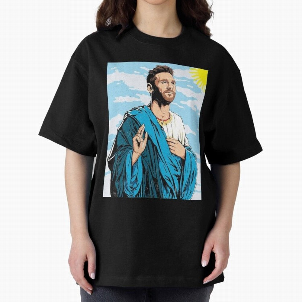 messi god Oversized T-Shirt Build FIFA World Cup 2026 Group Stage Spirit, with Brazil, Cristiano Ronaldo, Haaland and CR7, Retro Football Energy, Iconic Rivalries, Trophy Chase Drama and Stadium Atmosphere; Built for Supporters Chasing Trophy