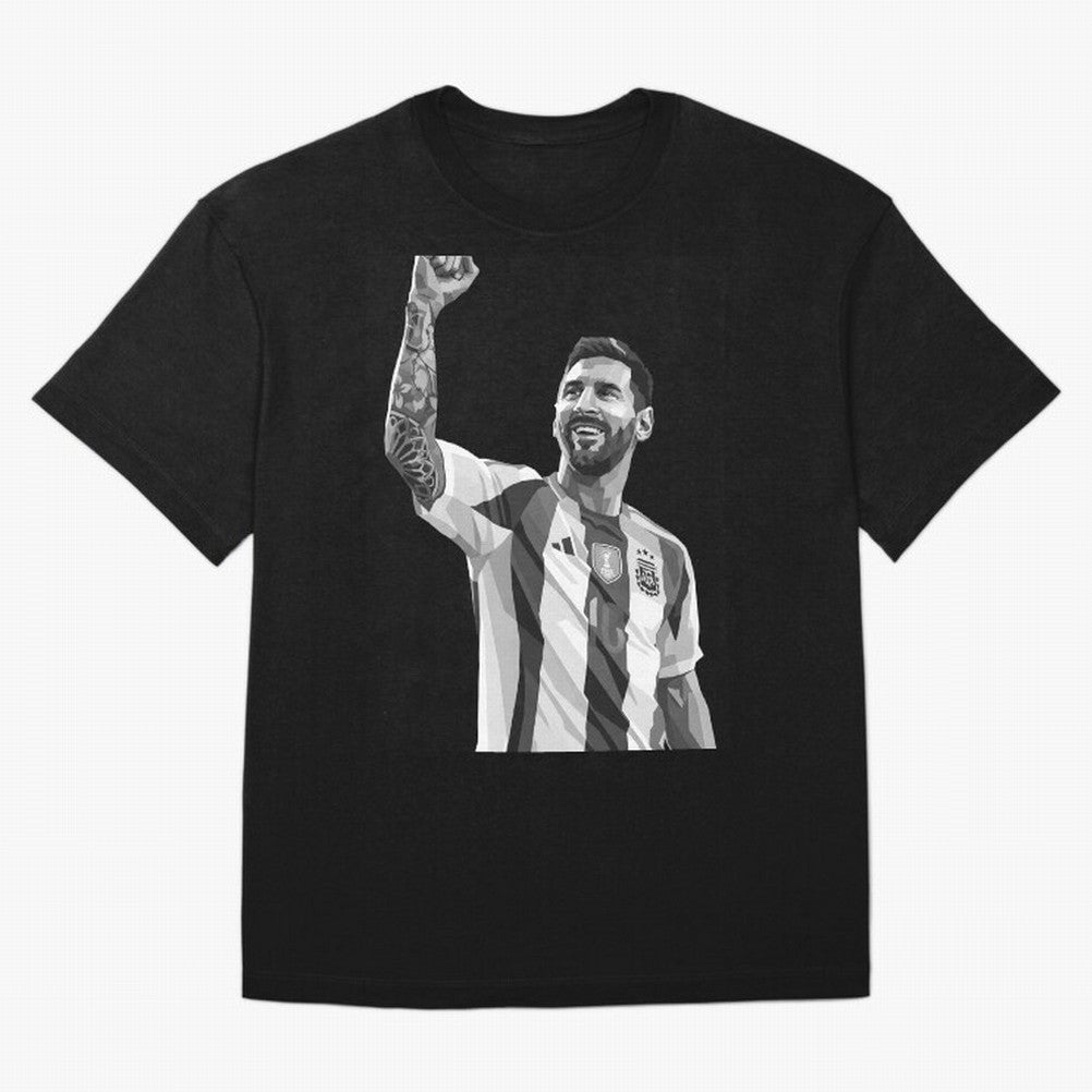 Messi grayscale Oversized T-Shirt Refresh Global Football Passion for FIFA World Cup 2026 USA Canada Mexico, Made for Messi, CR7 and Mbappe, Brazil, Champion Mindset, Group Stage Buzz, Knockout Tension and Passionate Fan Culture; Ideal for