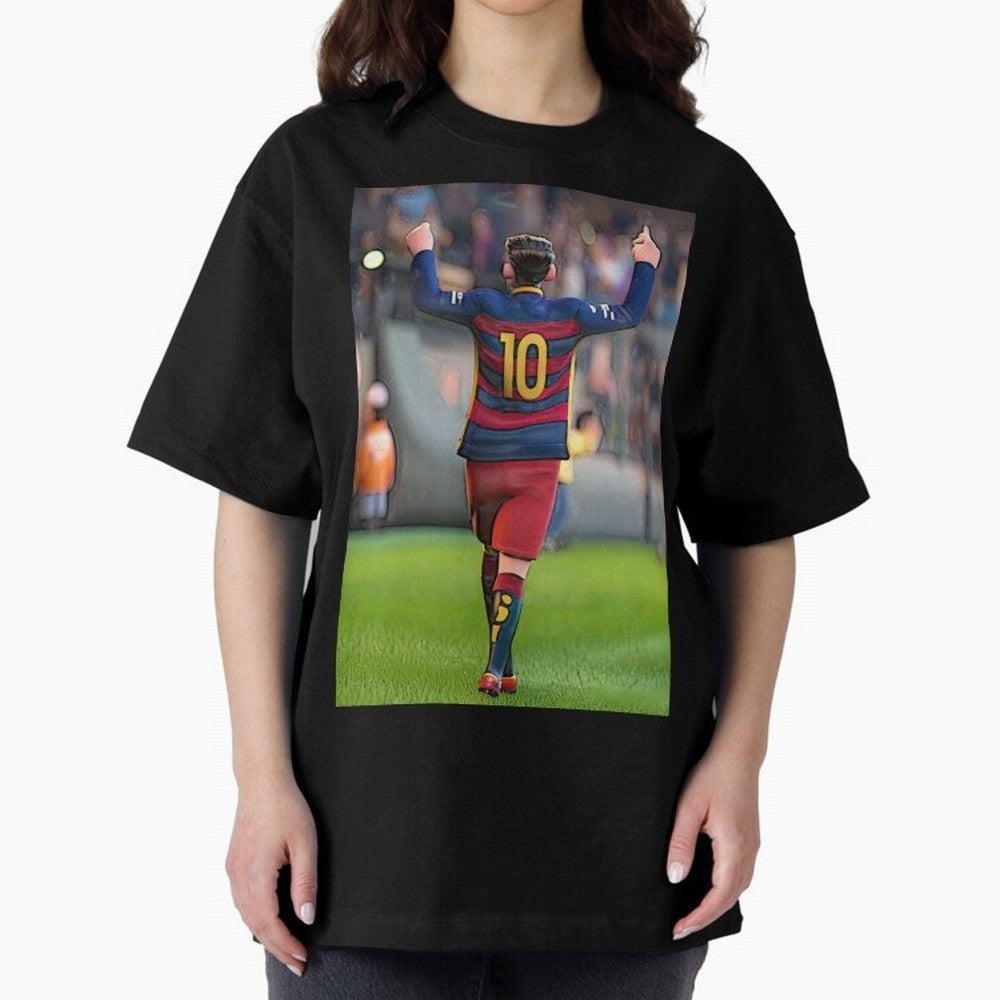 Lionel Messi (2) caricature Oversized T-Shirt Fuel Global Football Passion for FIFA World Cup 2026 Group Stage, Inspired by Neymar, France and Portugal, Goal Celebration Energy, Supporter Heritage, Football Icons and Worldwide Tournament Joy;