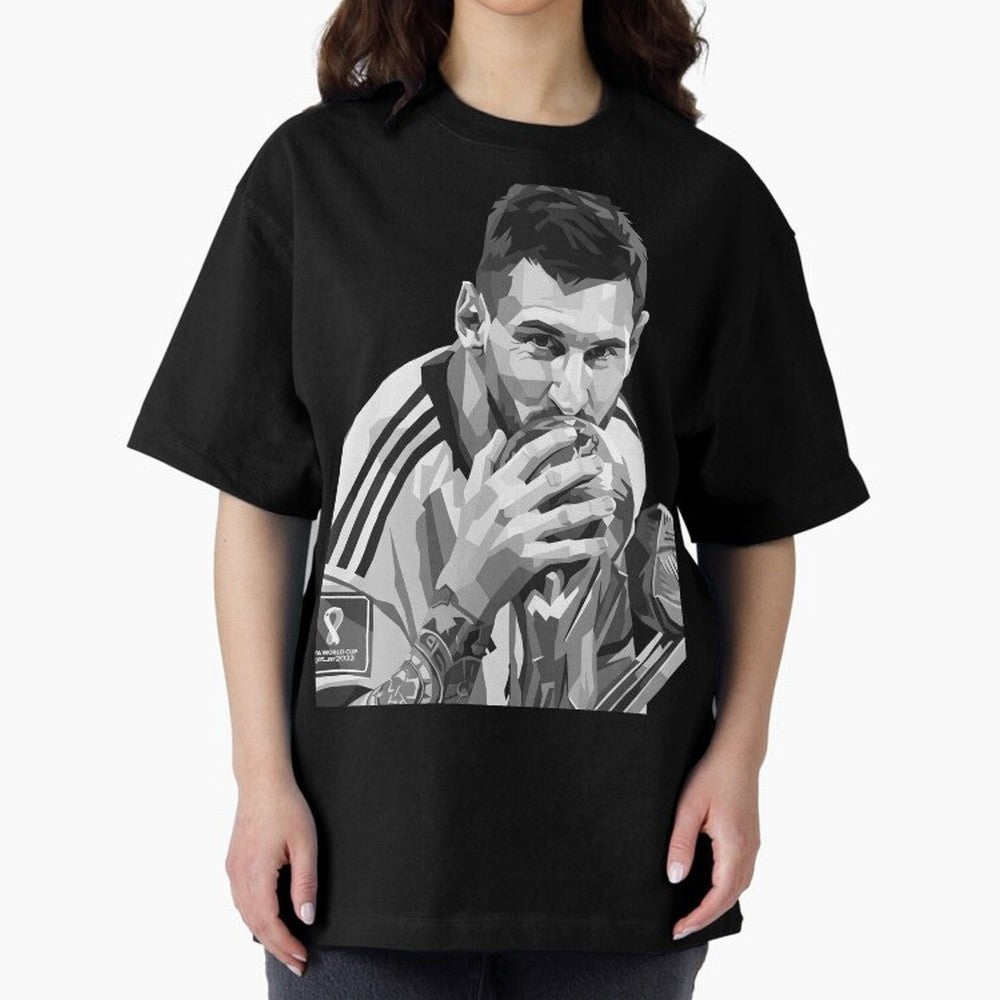 Messi grayscale Oversized T-Shirt Carry National Pride through Match Day Hype around FIFA World Cup 2026, Messi, England, Football History, Final Match Energy, Crowd Noise and Once in a Lifetime Moments; Built for Supporters Chasing Trophy Dreams,