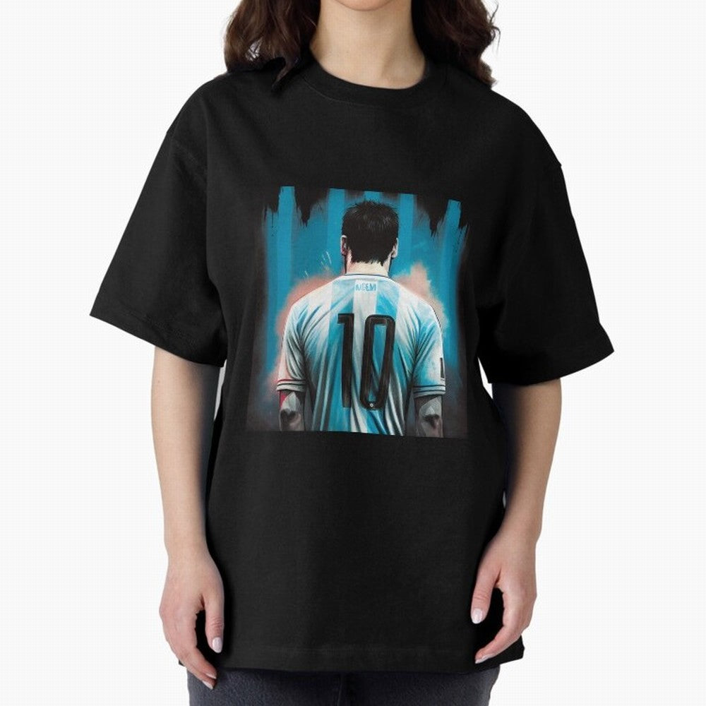 Lionel Messi Oversized T-Shirt Relive FIFA World Cup 2026 Connected to Messi, CR7 and Mbappe, France and Portugal Energy, Champion Mindset, Group Stage Buzz, Knockout Tension and Passionate Fan Culture; Ideal for Football Dads, Football Moms,