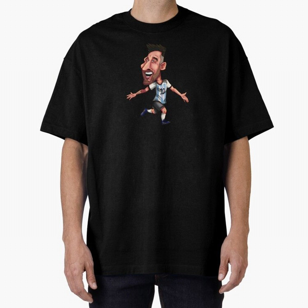 Lionel Messi Sticker Oversized T-Shirt Live for the Drama of the FIFA World Cup 2026 Journey through Neymar Highlights, Netherlands Pride, Vintage Soccer Flavor, Modern Football Stars, National Flags and Final Night Emotion; Ideal for Passionate