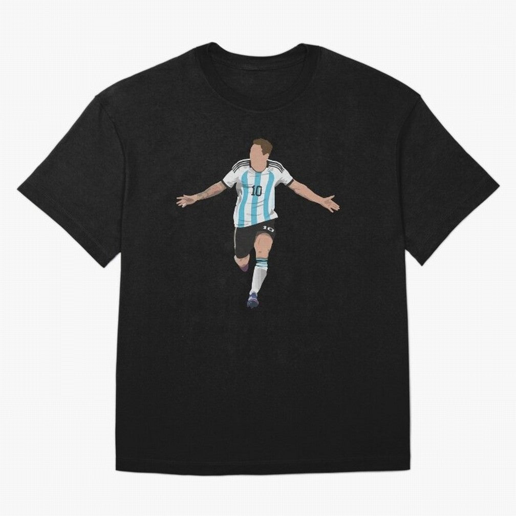 Messi Goal World Cup 2022 Oversized T-Shirt Mark FIFA World Cup 2026 Spirit, Celebrating England, France and Netherlands, Messi, CR7 and Mbappe, Goal Celebration Energy, Supporter Heritage, Football Icons and Worldwide Tournament Joy; Perfect for