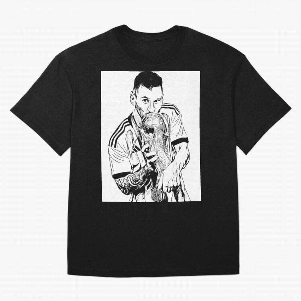 Lionel Messi white and black art Oversized T-Shirt Live for the Drama of FIFA World Cup 2026 Filled with CR7 and Messi, France Energy, Sports Nostalgia, International Competition, Famous Players and Unforgettable Victories; Ideal for Fans Who