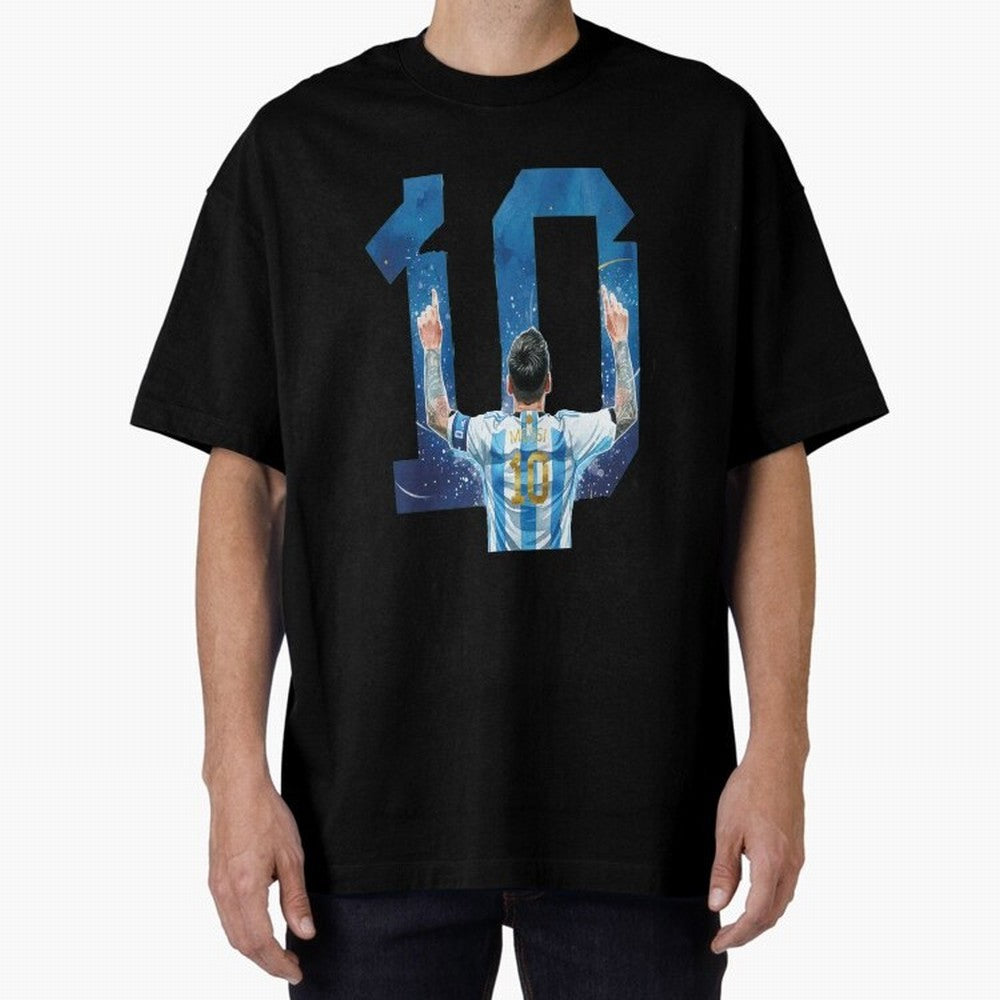 Messi 10 Argentina Oversized T-Shirt Celebrate Unforgettable Nights in Match Day Hype around FIFA World Cup 2026, Mbappe, Argentina, Global Supporter Spirit, Legendary Goals, National Colors and Tournament Celebration; Made for Die Hard Supporters,