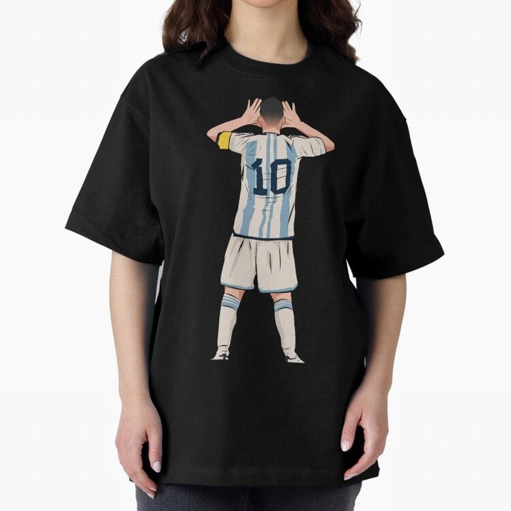 Lionel Messi Oversized T-Shirt Elevate the FIFA World Cup 2026 Journey through Messi and Cristiano Ronaldo Highlights, France and Portugal Pride, Retro Football Energy, Iconic Rivalries, Trophy Chase Drama and Stadium Atmosphere; Perfect for