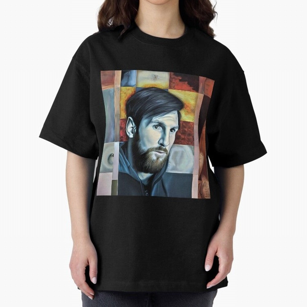 Messi on digital board Oversized T-Shirt Fuel the Hype around Match Day Hype around FIFA World Cup 2026 Group Stage, Neymar, Haaland and Cristiano Ronaldo, England and Germany, Retro Football Energy, Iconic Rivalries, Trophy Chase Drama and Stadium