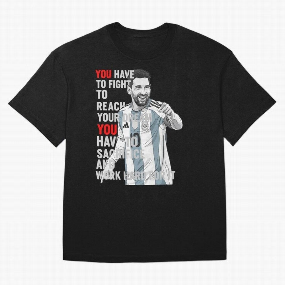 Lionel Messi Dream & Sacrifice Oversized T-Shirt Show Love for Legendary Goals in the FIFA World Cup 2026 USA Canada Mexico Journey through Messi, CR7 and Mbappe Highlights, Netherlands Pride, Football Festival Excitement, Trophy Ambitions, Country