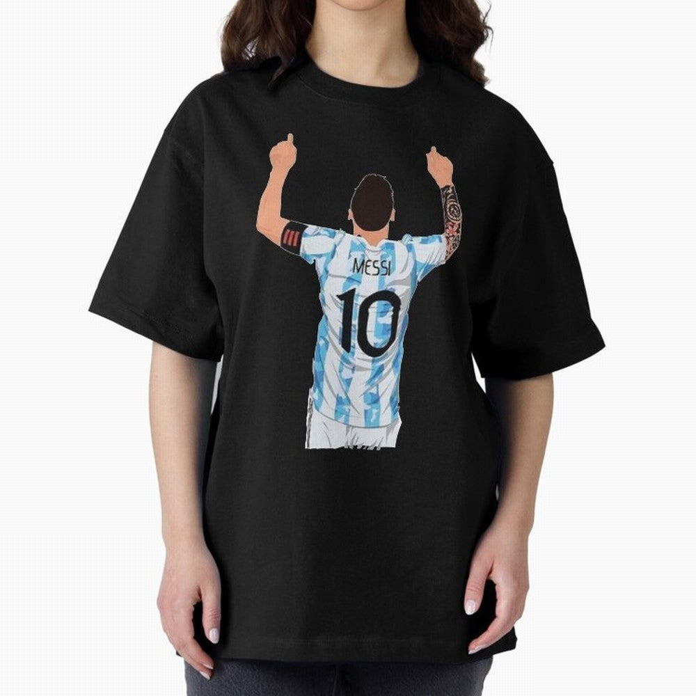 Lionel Messi Oversized T-Shirt Fuel Your Fan Pride for FIFA World Cup 2026 Spirit, Capturing Argentina and Brazil, CR7, Stadium Chants, National Pride, Trophy Dreams and Unforgettable Football Memories; Ideal for Passionate Fans Who Love Underdog