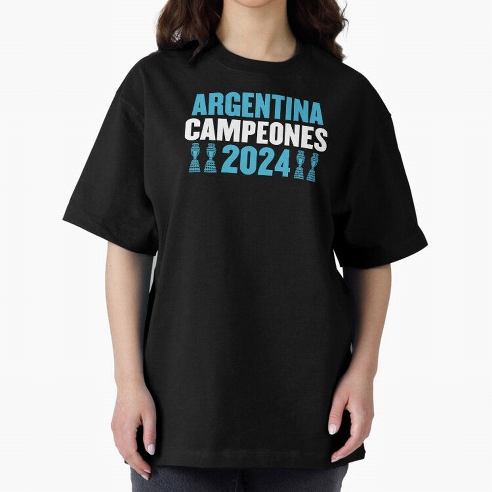 Argentina Campeones 2024 Oversized T-Shirt Experience the Global Stage of FIFA World Cup 2026 USA Canada Mexico Spirit, Built around Spain, Neymar, Haaland and Cristiano Ronaldo, Global Supporter Spirit, Legendary Goals, National Colors and
