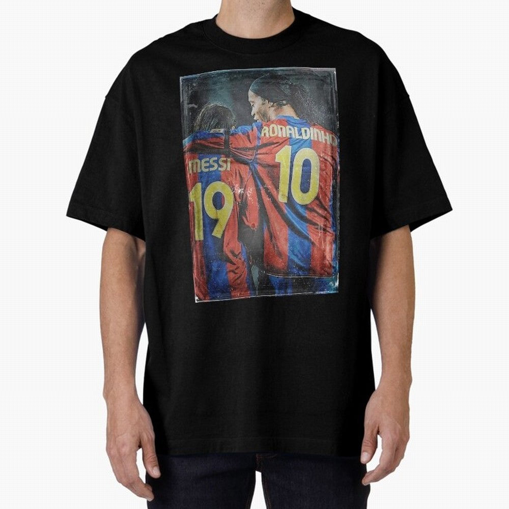 Messi and Ronaldinho Oversized T-Shirt Honor the Football Icons of Global Football Passion for FIFA World Cup 2026 USA Canada Mexico, Connected to Cristiano Ronaldo, Netherlands, Supporter Pride, Iconic Celebrations, Legendary Names and Global