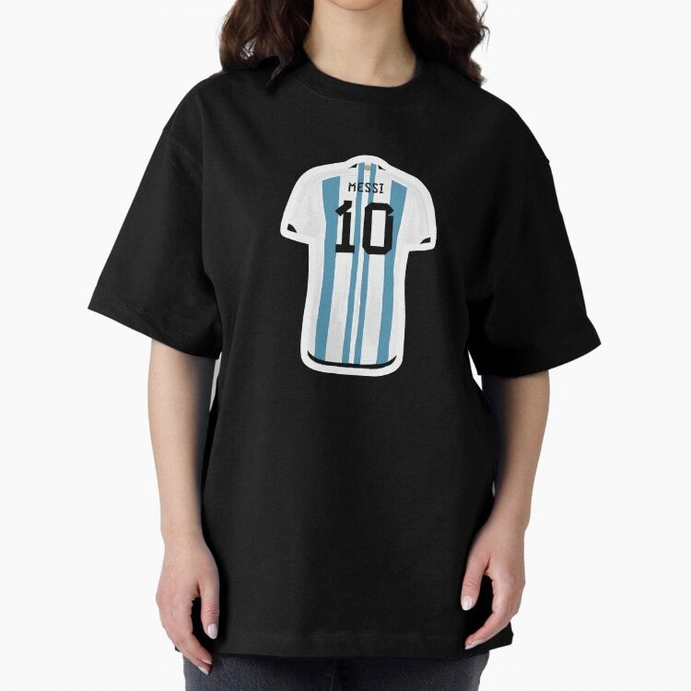 Messi Jersey Oversized T-Shirt Show Championship Spirit for Match Day Hype around FIFA World Cup 2026, Haaland and Mbappe, England, France and Netherlands, Classic Soccer Heritage, Championship Pressure, Fan Loyalty and International Pride; Ideal