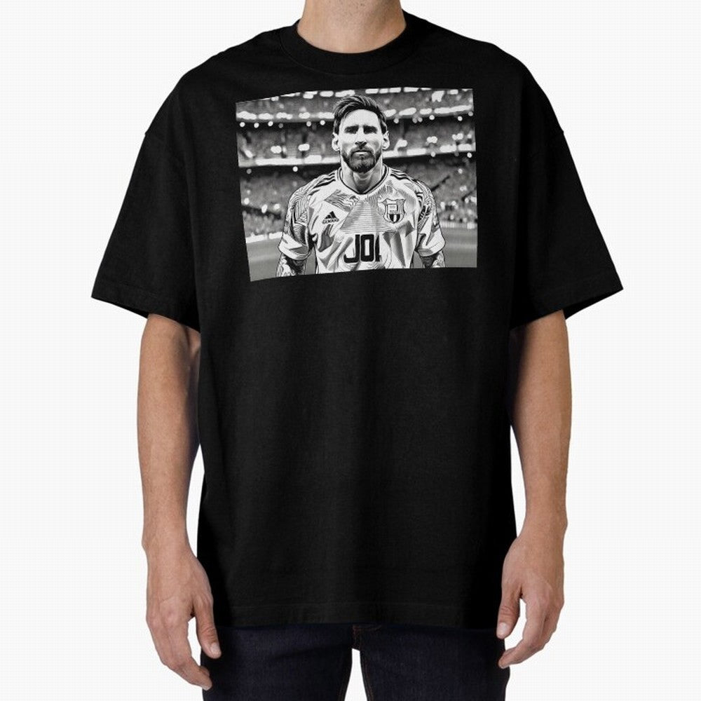 Messi Pop Art Portrait Oversized T-Shirt Honor the Football Icons of Global Football Passion for FIFA World Cup 2026 USA Canada Mexico, Connected to Cristiano Ronaldo, Netherlands, Supporter Pride, Iconic Celebrations, Legendary Names and Global