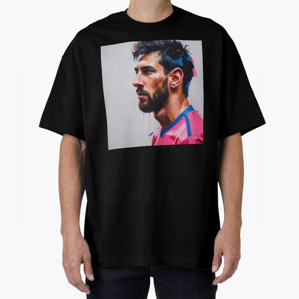 Vibrant Artistic Portrait of Lionel Messi (GOAT) - Digital painting (Version 5) Classic T-Shirt Make Your Look Match Global Football Passion for FIFA World Cup 2026, Centered on Messi and Cristiano Ronaldo, France and Portugal, Football Festival