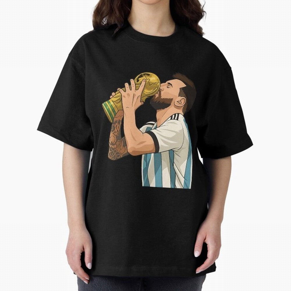 Messi Cup Oversized T-Shirt Enjoy the Biggest Football Party of FIFA World Cup 2026 for Fans of CR7 and France and Portugal, Bringing Supporter Pride, Iconic Celebrations, Legendary Names and Global Match Day Energy; Great for Supporters Who Love