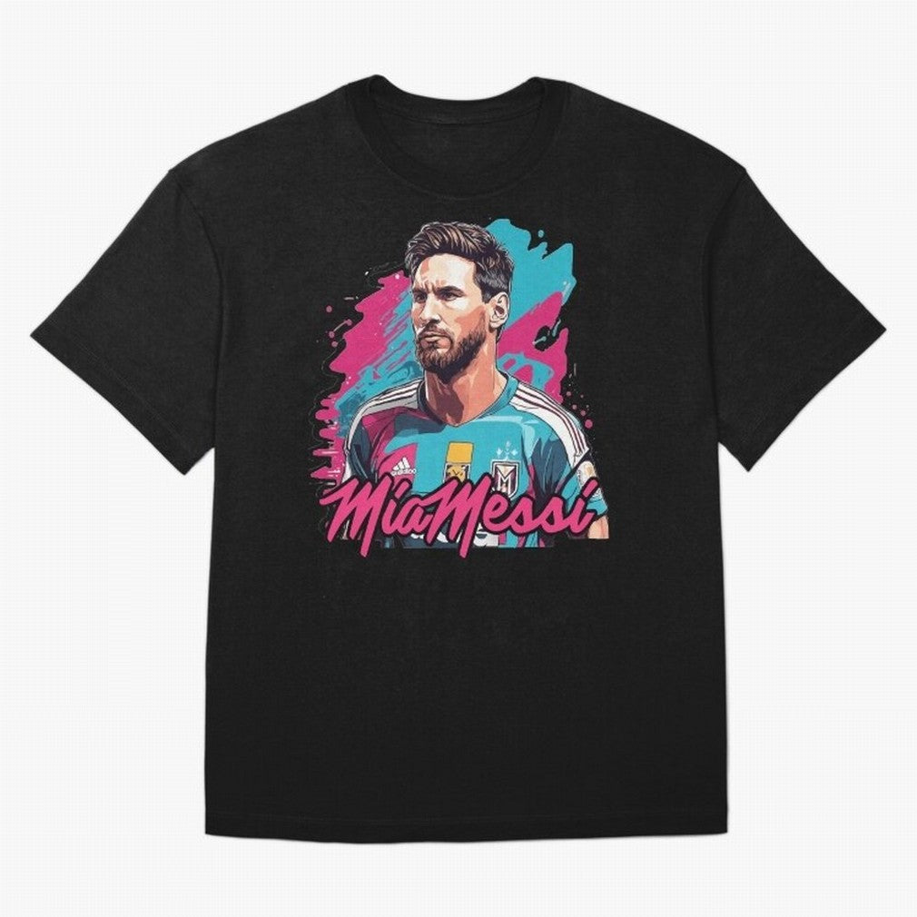Messi Pop Art Portrait Oversized T-Shirt Support the Legends of Global Football Passion for FIFA World Cup 2026, with Neymar, Haaland and Cristiano Ronaldo, Portugal, Spain and Germany, Football Festival Excitement, Trophy Ambitions, Country