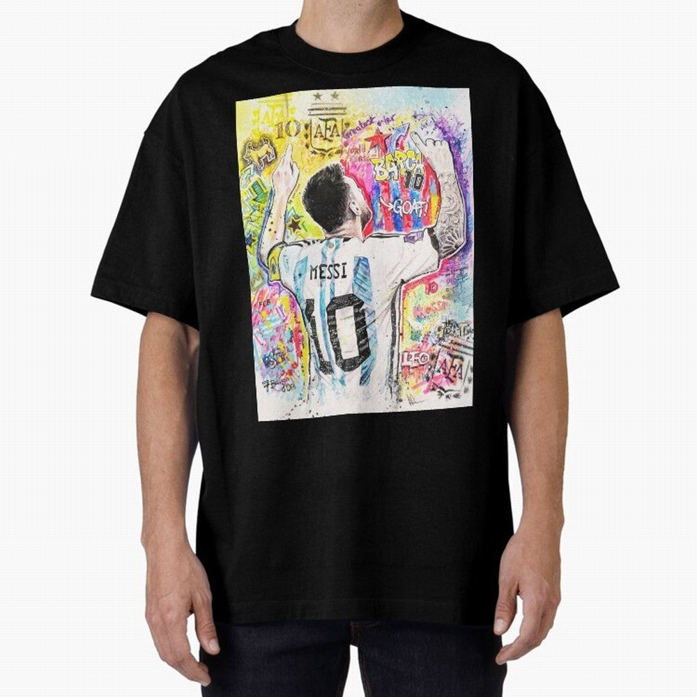 Lionel Messi Oversized T-Shirt Remember Match Day Hype around FIFA World Cup 2026, CR7, Spain, Football Festival Excitement, Trophy Ambitions, Country Rivalries and Star Player Buzz; Perfect for Fans, Collectors, Family Gatherings, Watch Parties
