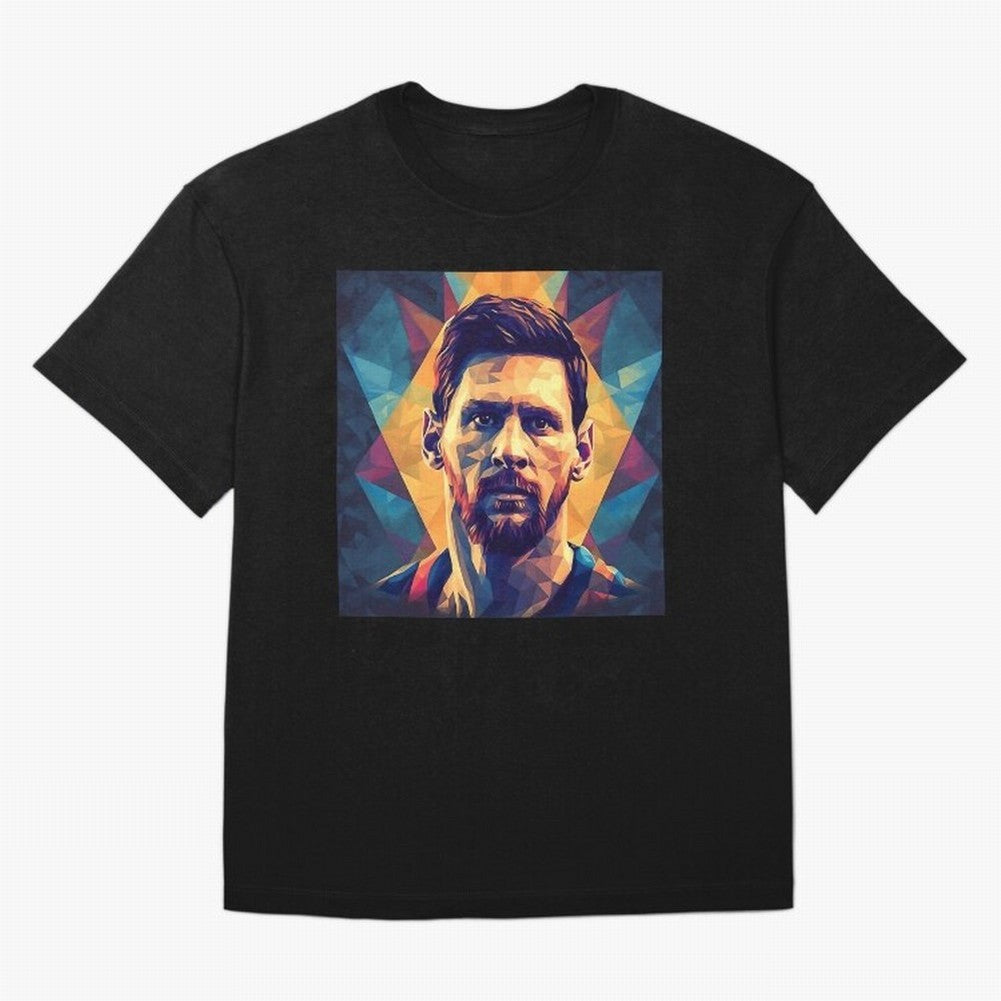 Lionel Messi Portrait Vector Art Classic T-Shirt Celebrate the Magic of FIFA World Cup 2026 USA Canada Mexico with Mbappe and Neymar, Portugal, Spain and Germany Energy, Championship Spirit, Famous Goals, Roaring Crowds and International Football