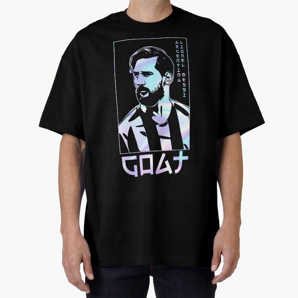 Lionel Messi Holographic Style Portrait art illustration Classic T-Shirt Carry the Colors and Pride of the FIFA World Cup 2026 Journey through Cristiano Ronaldo, Haaland and CR7 Highlights, France and Portugal Pride, Vintage Soccer Flavor, Modern