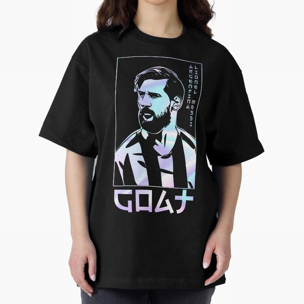 Lionel Messi Holographic Style Portrait art illustration Classic T-Shirt Carry the Colors and Pride of the FIFA World Cup 2026 Journey through Cristiano Ronaldo, Haaland and CR7 Highlights, France and Portugal Pride, Vintage Soccer Flavor, Modern