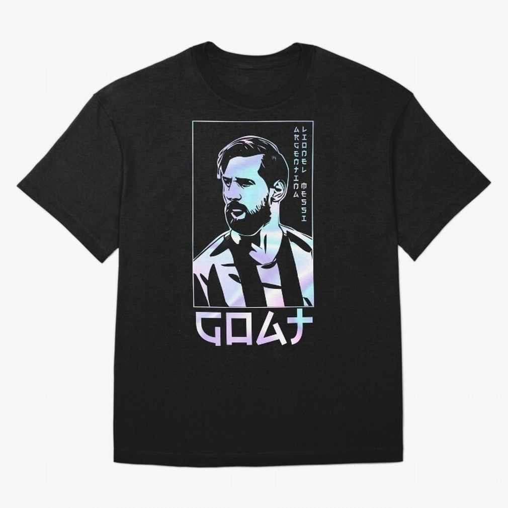 Lionel Messi Holographic Style Portrait art illustration Classic T-Shirt Carry the Colors and Pride of the FIFA World Cup 2026 Journey through Cristiano Ronaldo, Haaland and CR7 Highlights, France and Portugal Pride, Vintage Soccer Flavor, Modern