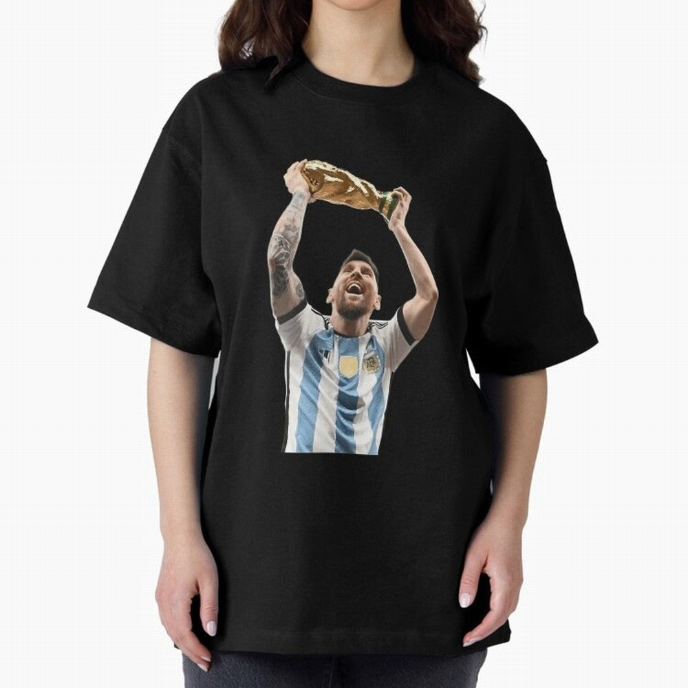 Lionel Messi Lifting The World Cup Essential T-Shirt Carry the Dream of Match Day Hype around FIFA World Cup 2026 Group Stage, Messi, England, France and Netherlands, Retro Football Energy, Iconic Rivalries, Trophy Chase Drama and Stadium