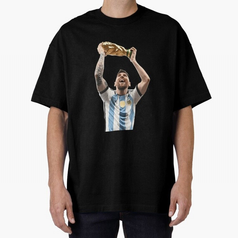 Lionel Messi Lifting The World Cup Essential T-Shirt Carry the Dream of Match Day Hype around FIFA World Cup 2026 Group Stage, Messi, England, France and Netherlands, Retro Football Energy, Iconic Rivalries, Trophy Chase Drama and Stadium