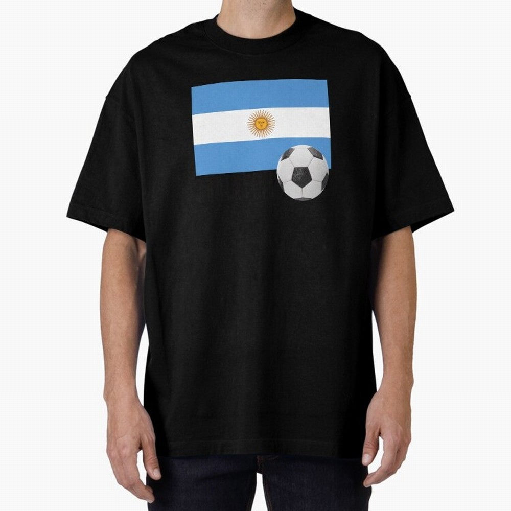 Flag of Argentina with a Football Oversized T-Shirt Represent Football Lovers during FIFA World Cup 2026 Built around Messi, Germany Energy, Tournament Hype, Historic Matchups, Family Viewing Parties and Global Sports Pride; Ideal for Football