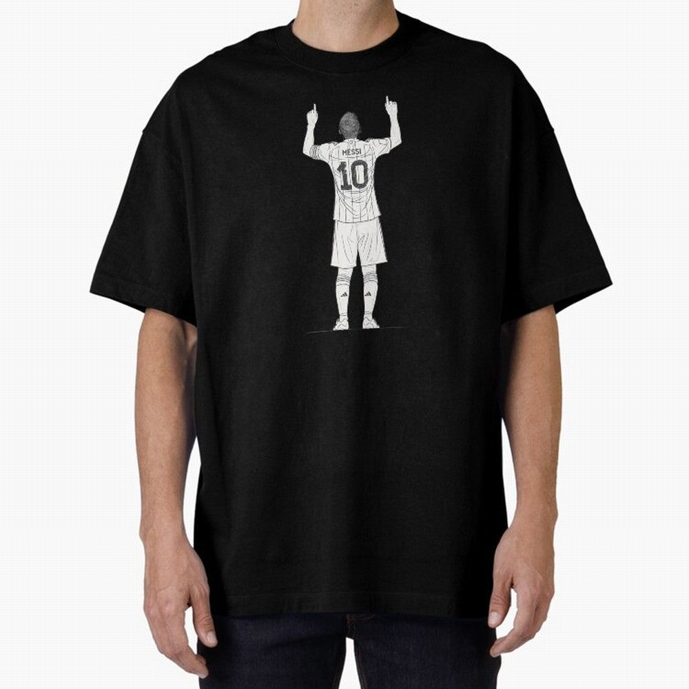 Lionel Messi minimalist sketch Oversized T-Shirt Feel the Heartbeat of Match Day Hype around FIFA World Cup 2026 USA Canada Mexico, Mbappe and Neymar, Argentina, France and Brazil, Stadium Memories, Football Loyalty, International Chants and
