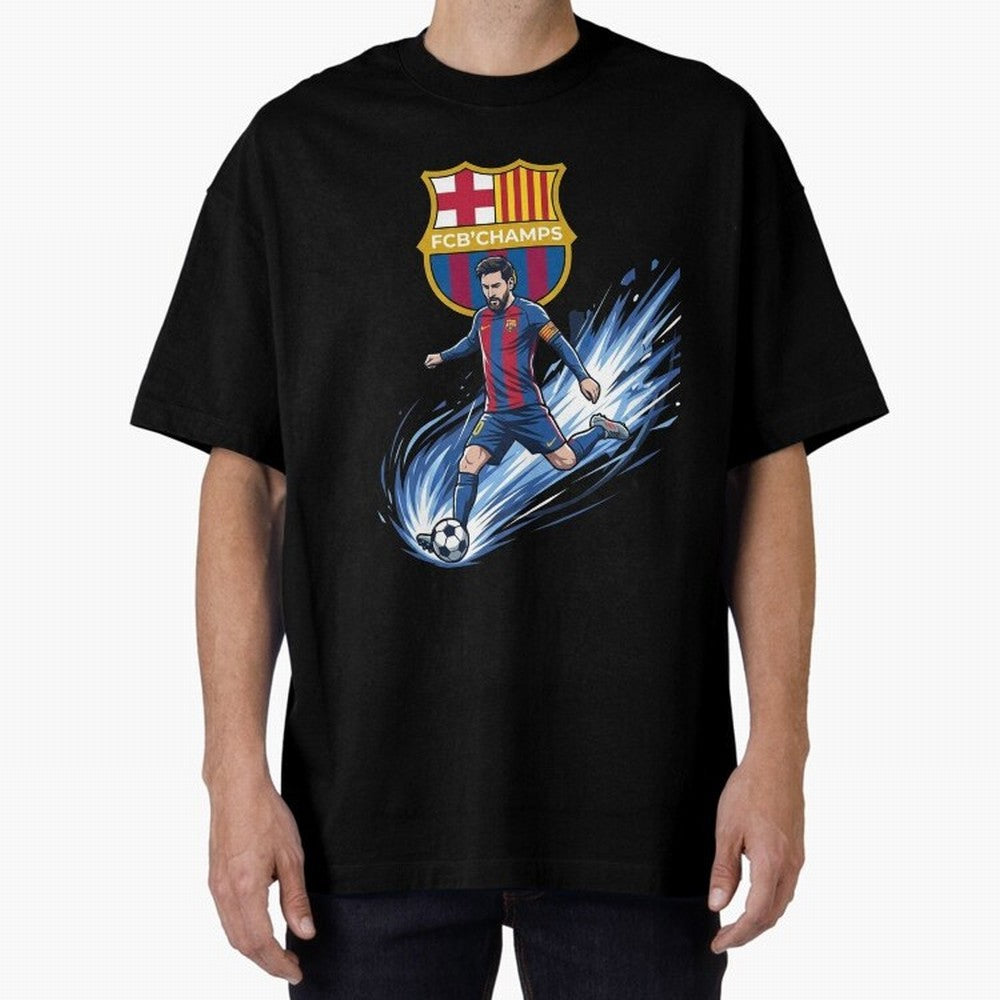 FC Barcelona Champs - The Goat Edition Oversized T-Shirt Back the Journey through FIFA World Cup 2026 USA Canada Mexico Built around Mbappe and Neymar, Brazil, Portugal and Argentina Energy, Champion Mindset, Group Stage Buzz, Knockout Tension and