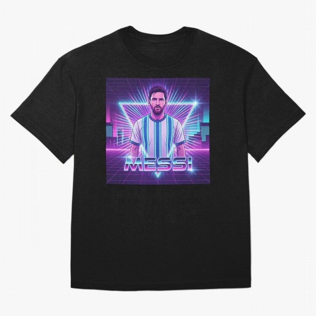 ?Argentina Football Legend Messi Cyberpunk Retro Futurist Design (Version 5) Classic T-Shirt Celebrate Every Goal in the FIFA World Cup 2026 Group Stage Journey through Cristiano Ronaldo Highlights, Argentina Pride, Championship Spirit, Famous
