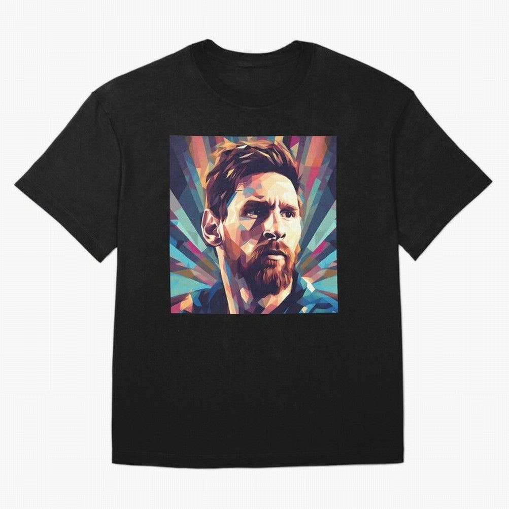 Lionel Messi Portrait Abstract Digital Art Football Player Classic T-Shirt Celebrate Golden Goal Energy in Match Day Hype around FIFA World Cup 2026 USA Canada Mexico, Mbappe, England and Germany, Football Festival Excitement, Trophy Ambitions,