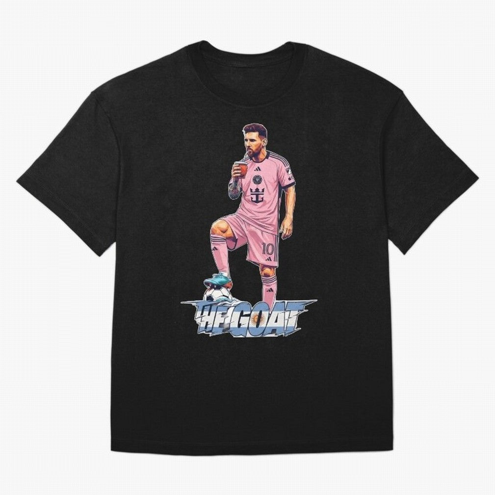 Messi Illustrated Style Drinking Mate ¨C Design by The Goat - Inter Miami Classic T-Shirt Keep the Legacy of Global Football Passion for FIFA World Cup 2026, Inspired by Cristiano Ronaldo, Haaland and CR7, Brazil, Football History, Final Match