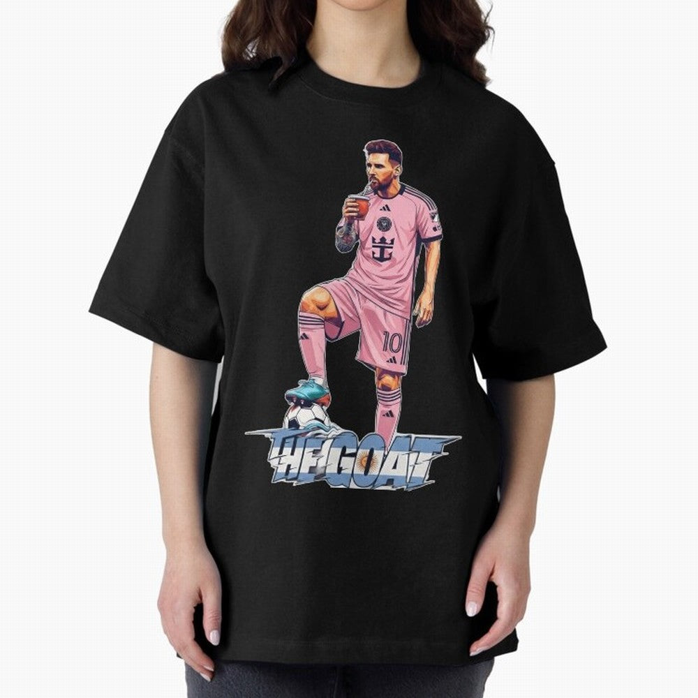 Messi Illustrated Style Drinking Mate ¨C Design by The Goat - Inter Miami Classic T-Shirt Keep the Legacy of Global Football Passion for FIFA World Cup 2026, Inspired by Cristiano Ronaldo, Haaland and CR7, Brazil, Football History, Final Match