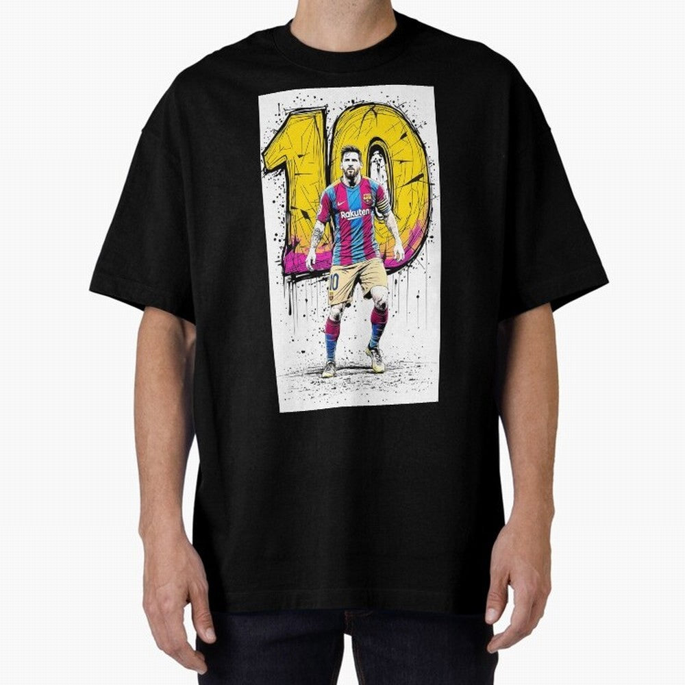 Lionel Messi Barcelona 10 Fan Art Oversized T-Shirt Relive Legendary Nights from FIFA World Cup 2026 Group Stage Centered on Haaland, Portugal, Spain and Germany Energy, Champion Mindset, Group Stage Buzz, Knockout Tension and Passionate Fan