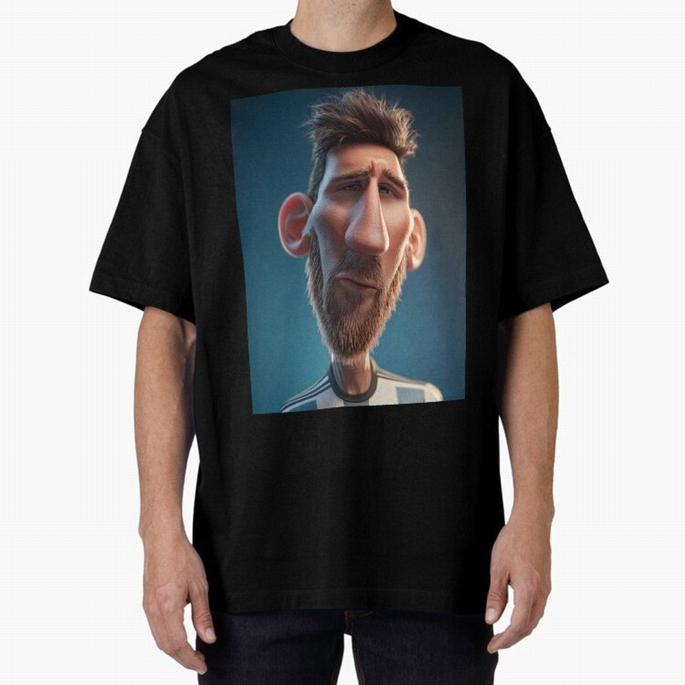 Lionel Messi Funny Soccer Cartoon Football Star Oversized T-Shirt Get Ready for the FIFA World Cup 2026 Group Stage Journey through Neymar Highlights, Germany Pride, Stadium Memories, Football Loyalty, International Chants and Championship
