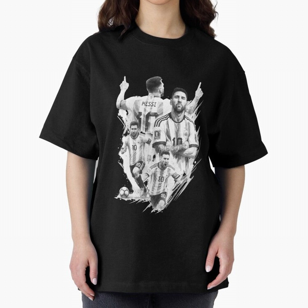 BLACK WHITE Lionel Messi watercolor illustration Classic T-Shirt Join Supporters Worldwide for FIFA World Cup 2026 USA Canada Mexico with Cristiano Ronaldo, England and Germany Energy, Global Supporter Spirit, Legendary Goals, National Colors and