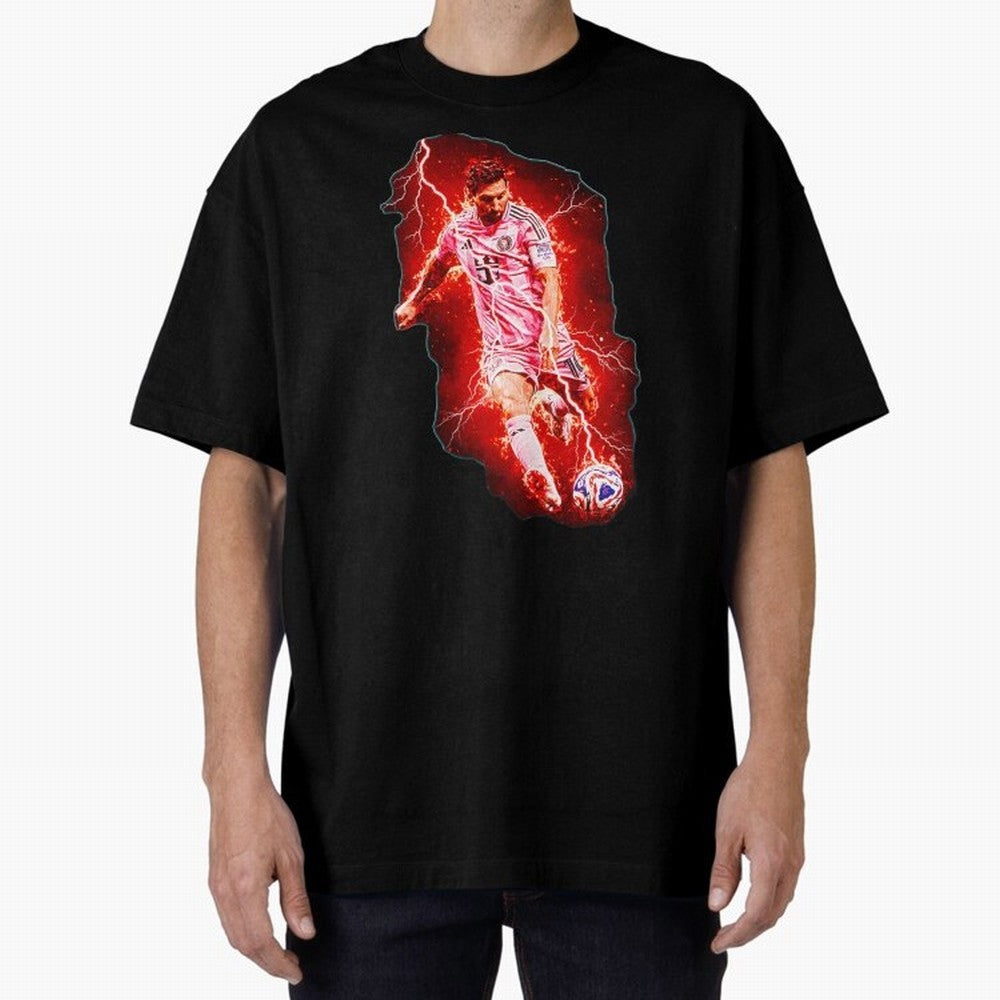 Messi The Goat (HD) High Definition Design | Exclusive Fanart Oversized T-Shirt Make Your Look Match the FIFA World Cup 2026 Journey through Cristiano Ronaldo Highlights, Spain Pride, Sports Nostalgia, International Competition, Famous Players and